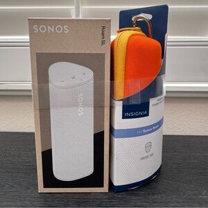 NWT SONOS Roam SL Portable Speaker & Insignia Protective Carrying Case Orange